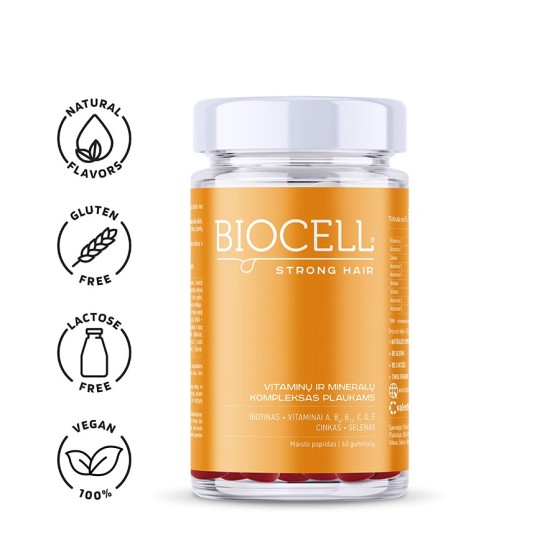 BIOCELL Strong Hair, vitaminų ir mineralų kompleksas plaukų grožiui