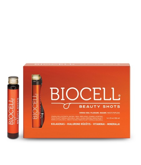 BIOCELL Beauty Shots, geriamas kolagenas su vitaminais ir mineralais odai, plaukams, nagams