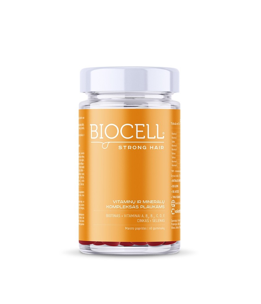 BIOCELL Strong Hair, vitaminų ir mineralų kompleksas plaukų grožiui