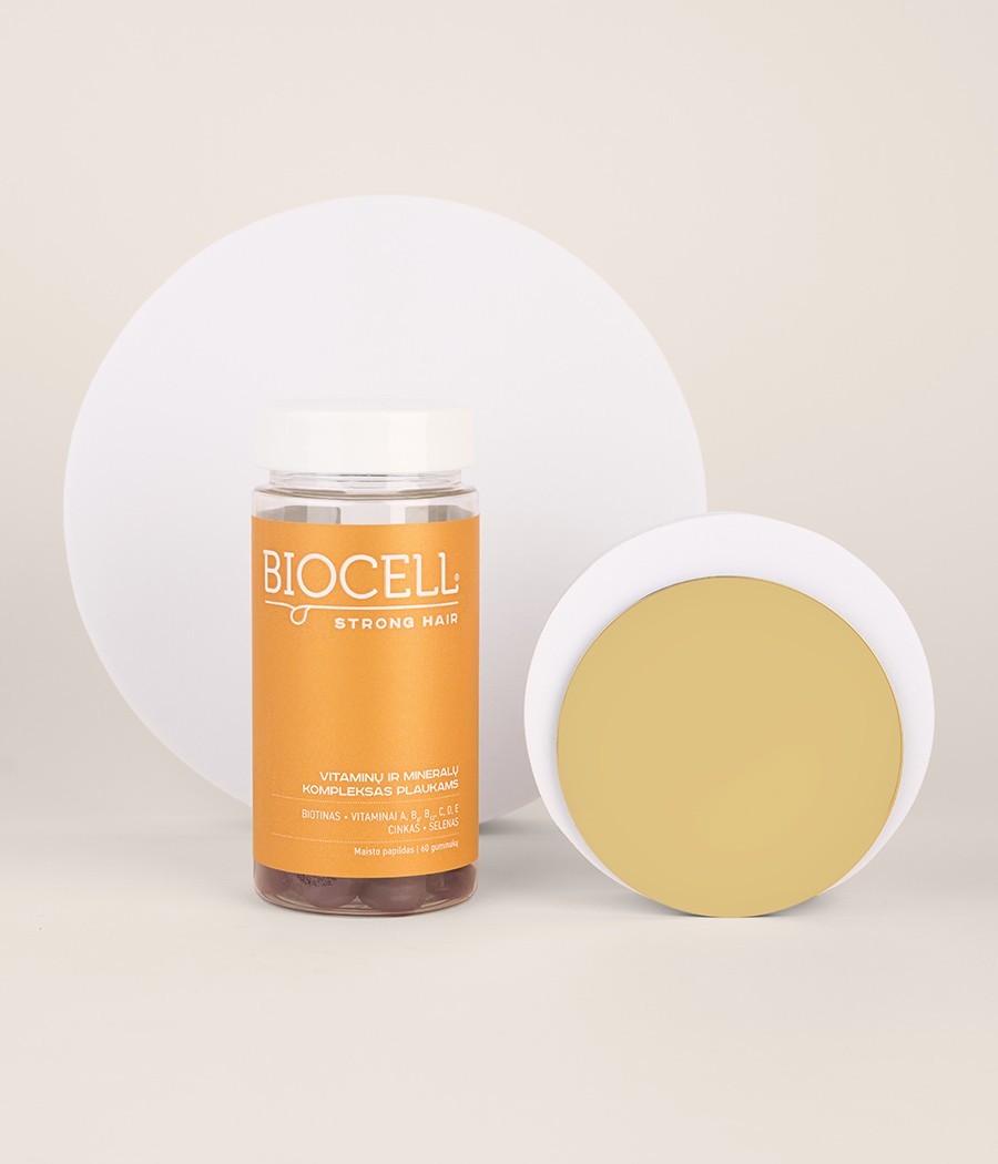 BIOCELL Strong Hair, vitaminų ir mineralų kompleksas plaukų grožiui