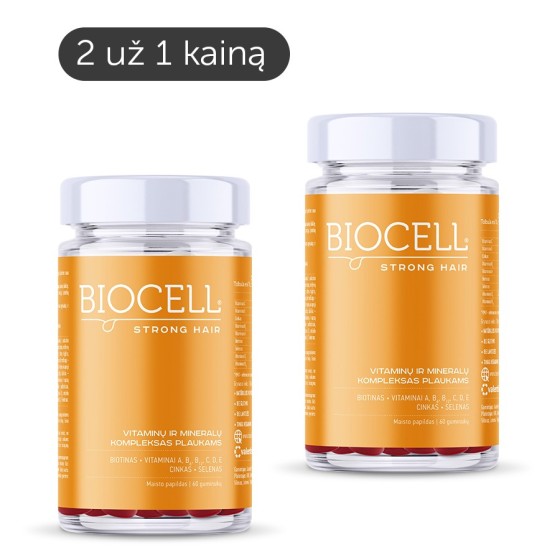 BIOCELL Strong Hair, vitaminų ir mineralų kompleksas plaukų grožiui