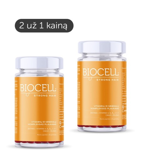 BIOCELL Strong Hair, vitaminų ir mineralų kompleksas plaukų grožiui