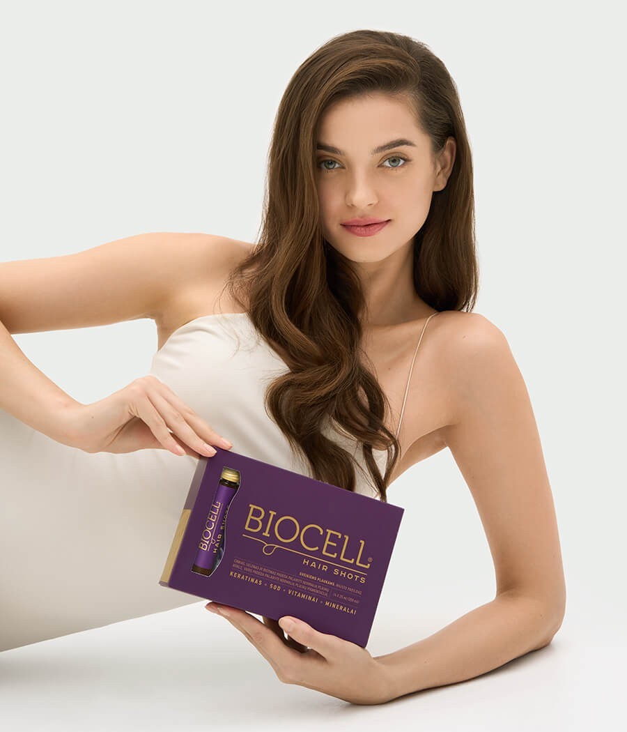 BIOCELL Hair Shots, geriamas keratinas su vitaminais ir mineralais plaukams